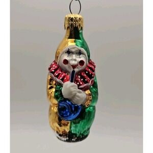 Vintage Hand Blown Glass Christmas Ornament CLOWN (454)‎
